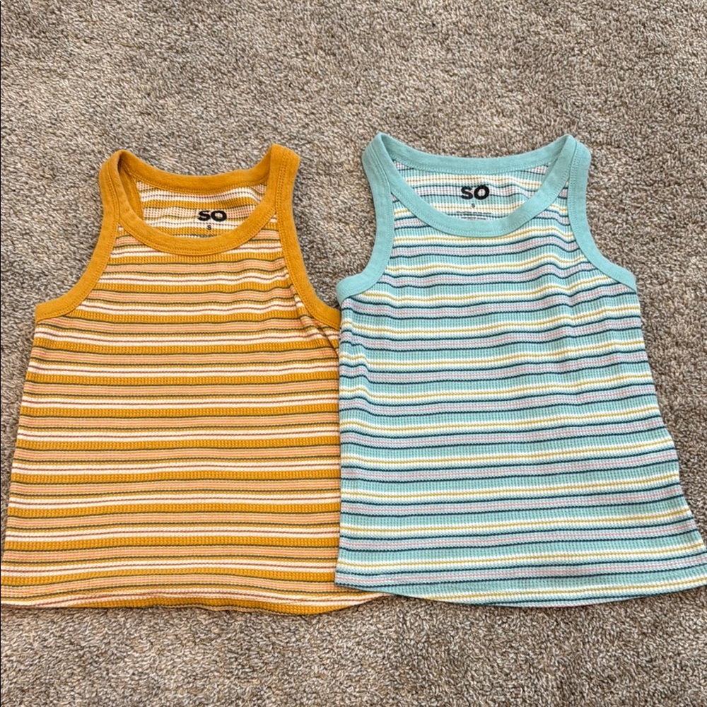 SO Striped Tank Tops Yellow and Blue